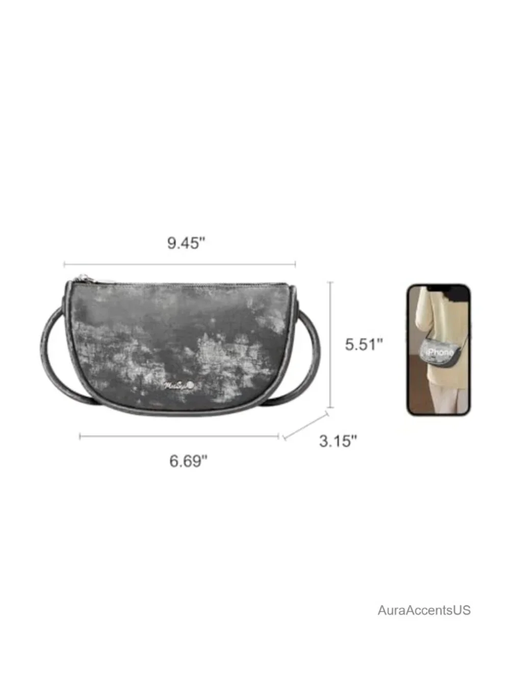 Vegan Leather Crossbody Bag Adjustable Strap Crescent Hobo Shoulder Bag